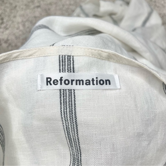 Reformation Linen Pineapple Midi Maxi Dress Black Licorice Small White Stripe - Picture 7 of 10